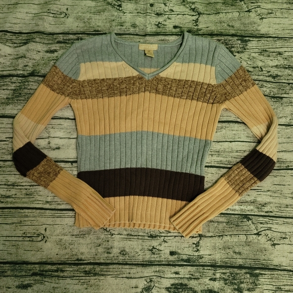 Vintage Sweaters - Vintage Cotton Ginny Fitted Stretch Knit Sweater S